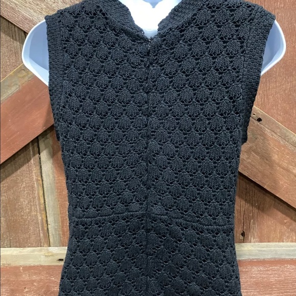 Banana Republic Maxi Sleeveless Black Sweater Dress, Crochet Lined Size 6 - Picture 9 of 15